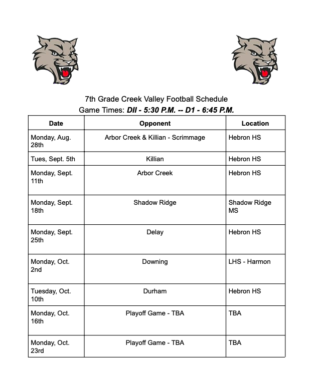  schedule